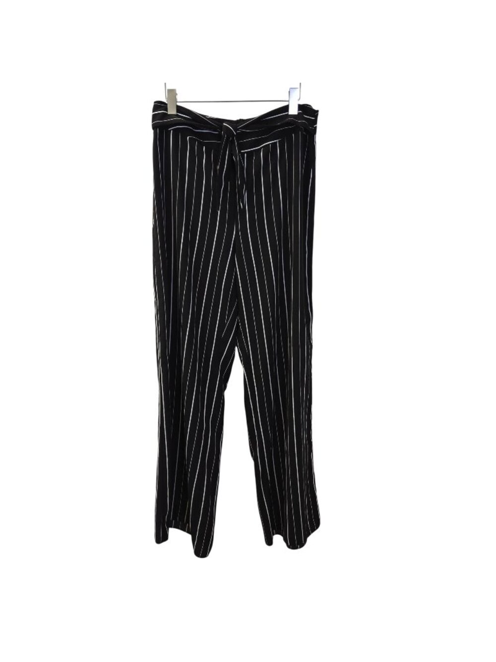 Aqua Striped Wide Leg High Rise Belted Trouser Pants Size Large